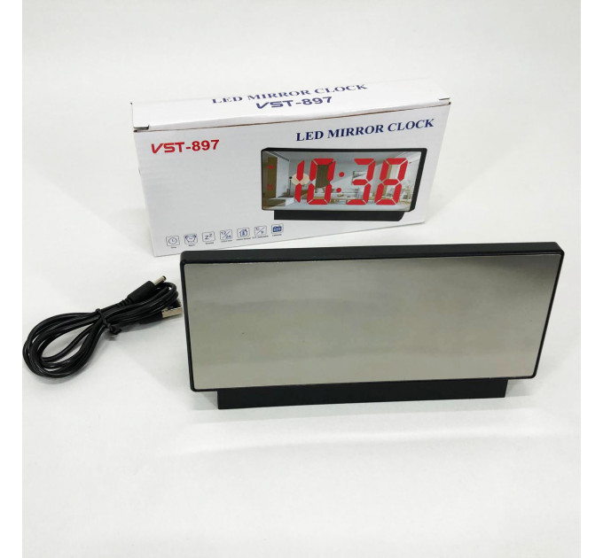 Электронные настольные LED часы от USB VST-897-4 с будильником и термометром