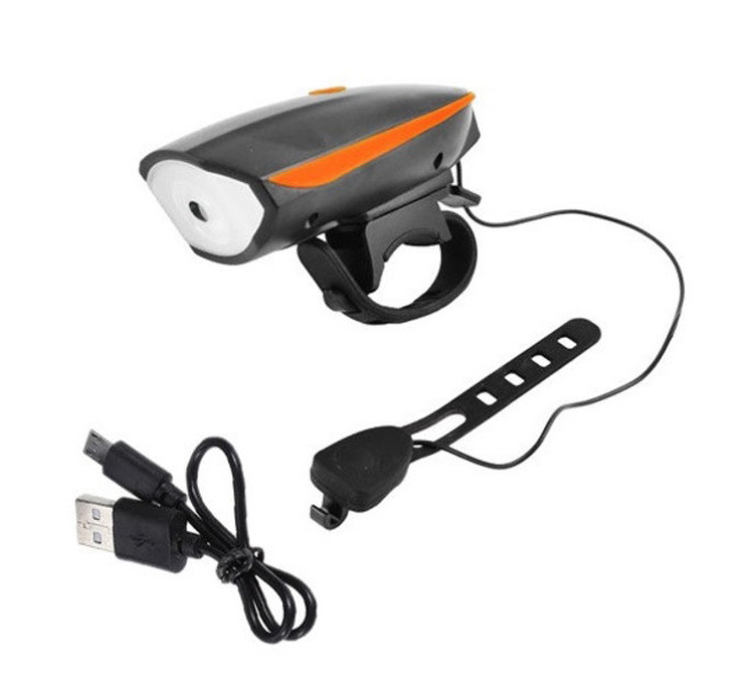 Велосипедний дзвінок + велофара 7588, ЗУ micro USB, акумулятор, виносна кнопка для велосипеда