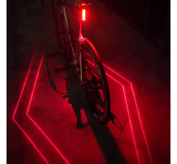 Велоліхтар LEADBIKE LD77-LS-4 LED з лазерною розміткою, Ліхтар акумуляторний світлодіодний велосипедний