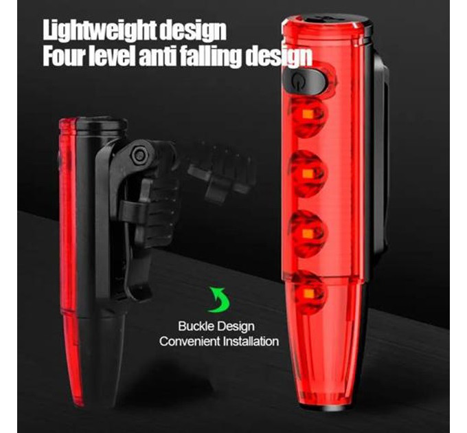 Велоліхтар LEADBIKE LD77-LS-4 LED з лазерною розміткою, Ліхтар акумуляторний світлодіодний велосипедний