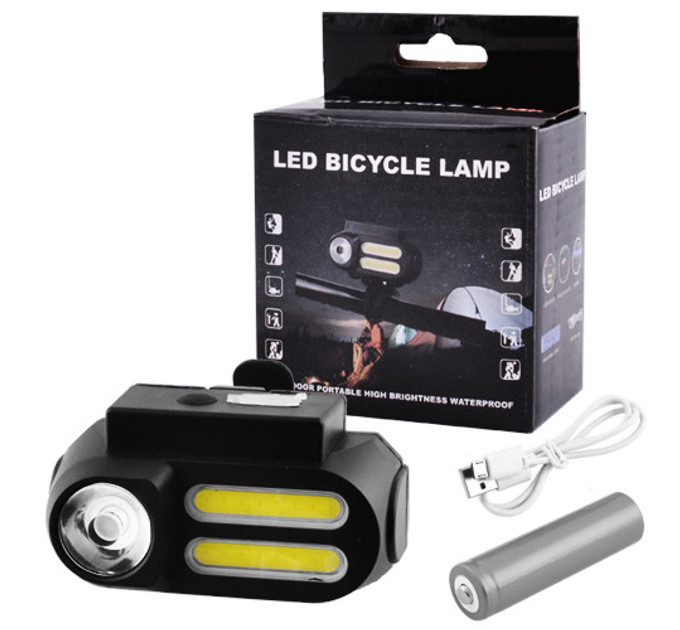 Маленький налобный фонарик BL-611-1LM+2COB, Фара и мигалка для велосипеда, Фара на руль велосипеда