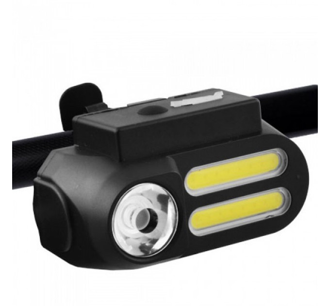 Маленький налобный фонарик BL-611-1LM+2COB, Фара и мигалка для велосипеда, Фара на руль велосипеда