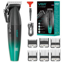 Машинка для стрижки волос аккумуляторная Professional Turbo с разными насадками VGR V-003. Цвет: зеленый