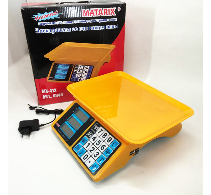 Электронные весы для товаров Matarix MX-412 до 50 кг, Функциональные электронные весы для торговли