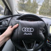 Автомобильная подушка для подголовника Audi – черная натуральная кожа