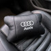 Автомобильная подушка для подголовника Audi – черная натуральная кожа