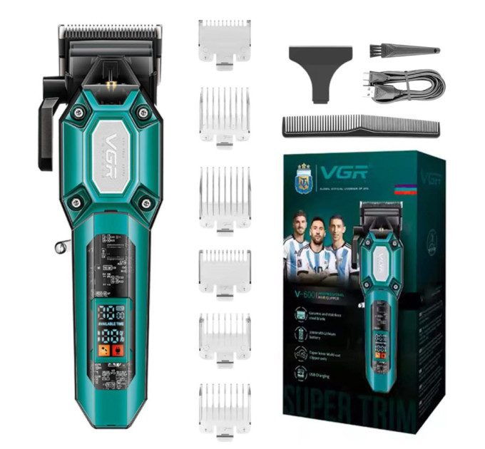 Аккумуляторная машинка для стрижки VGR V-600. Цвет: зеленый