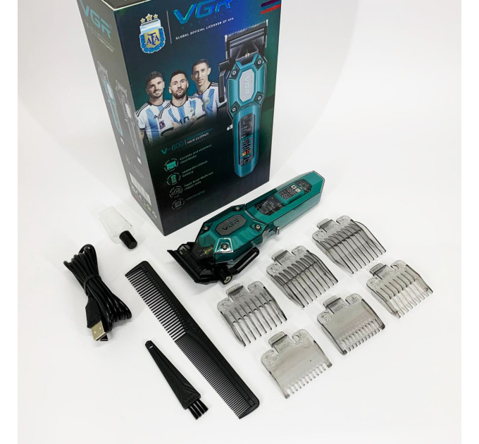 Аккумуляторная машинка для стрижки VGR V-600. Цвет: зеленый