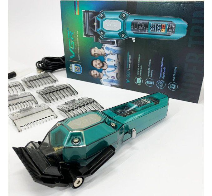 Аккумуляторная машинка для стрижки VGR V-600. Цвет: зеленый