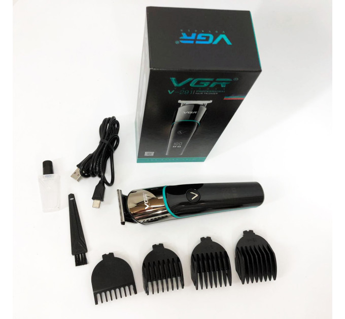 Професійна машинка для стрижки волосся триммер VGR V-291 з насадками, електробритва. Колір: синій