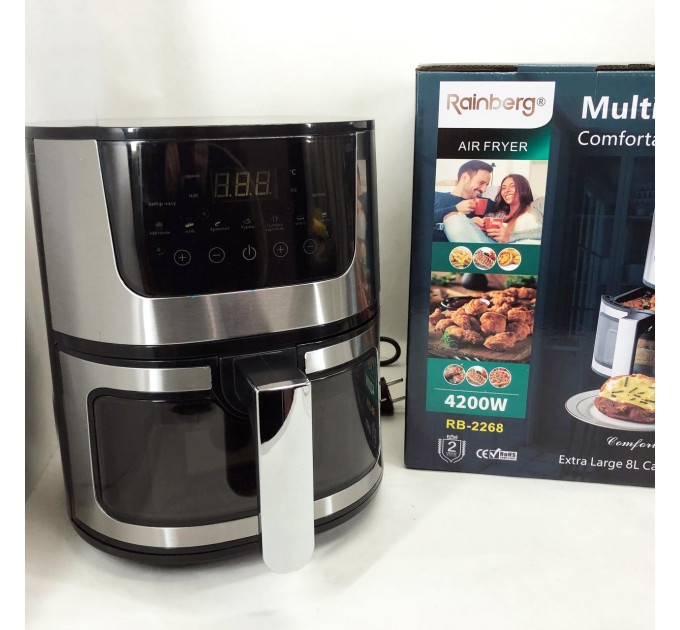 Аэрогриль Rainberg RB-2268 4200W аэрофритюрница безмасляная без масла с регулировкой температуры 8 л