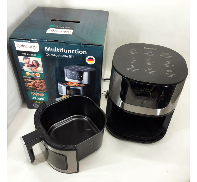 Аэрогриль Rainberg RB-2268 4200W аэрофритюрница безмасляная без масла с регулировкой температуры 8 л