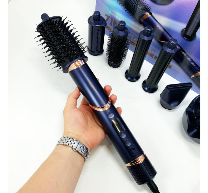 Фен-стайлер для волос 7в1 VGR V-477 DARK Blue Professional 1400 Вт 7 насадок