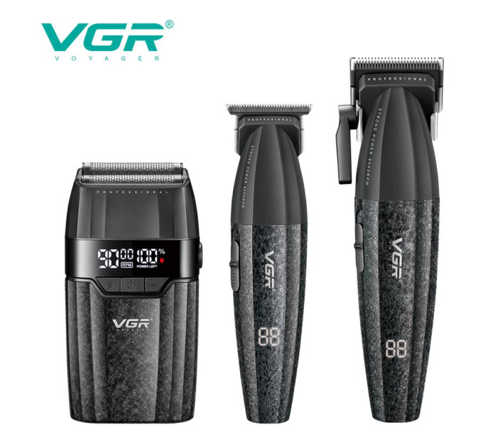 Комплект тримерів  VGR 3 в 1 V-640 S3 BLACK для догляду за бородою та волоссям