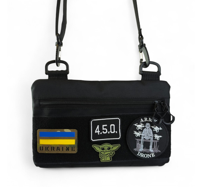 Молодіжна тактична сумка для патчів на плече з 4 кишенями black