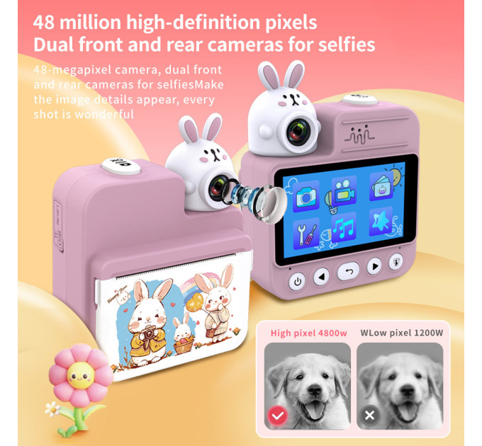 Детский фотоаппарат мгновенной печати JD30 PINK