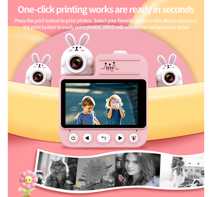 Детский фотоаппарат мгновенной печати JD30 PINK