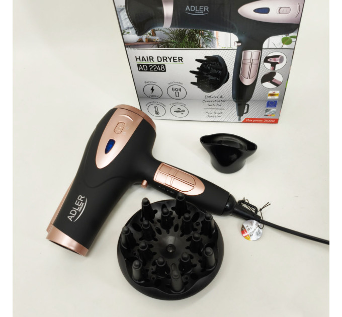 Фен для волос с ионизацией Adler AD 2248 Black 2200Вт