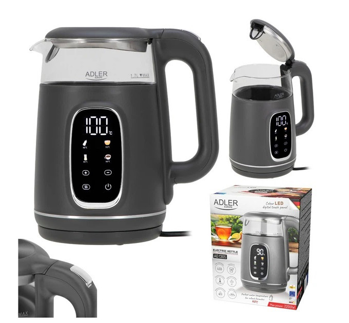 Чайник Adler AD 1305 з регулюванням температури 1.7Л 2200Вт Gray
