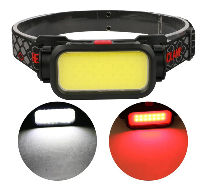 Ліхтар налобний BL-008+COB (white+red), червоне світло, водозахист, вбудований акумулятор