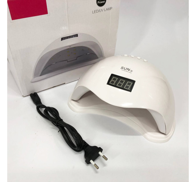 Лампа SUNUV SUN 5 PLUS 48W WHITE UV/LED для полімеризації, Професійна лампа для нігтів з таймером