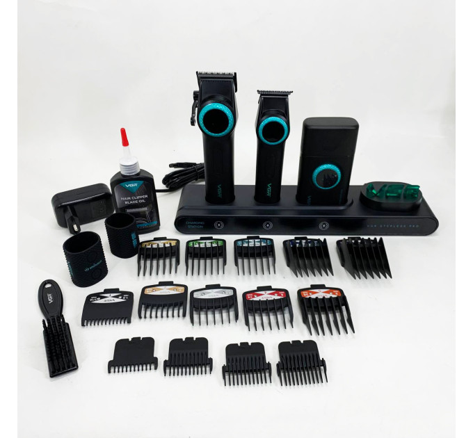 Професійний набір для барберів VGR Stepless Pro 3 in 1 BLACK