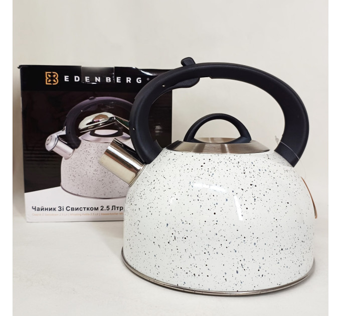 Чайник зі свистком Edenberg EB-1440 з мармуровим покриттям 2.5л White