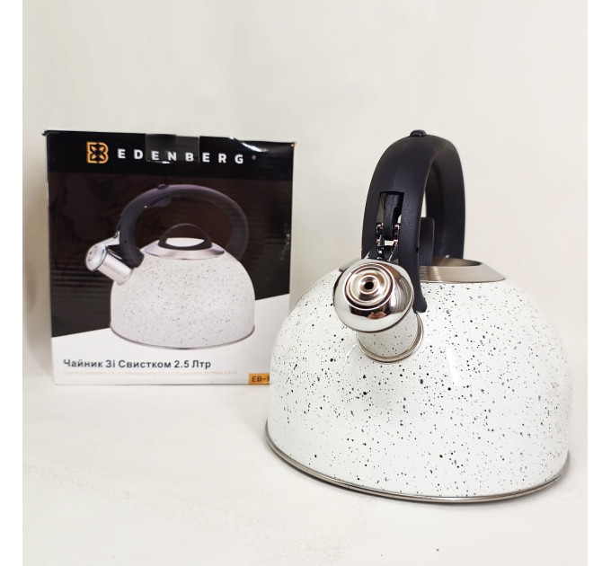 Чайник зі свистком Edenberg EB-1440 з мармуровим покриттям 2.5л White