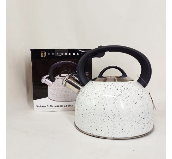 Чайник зі свистком Edenberg EB-1440 з мармуровим покриттям 2.5л White