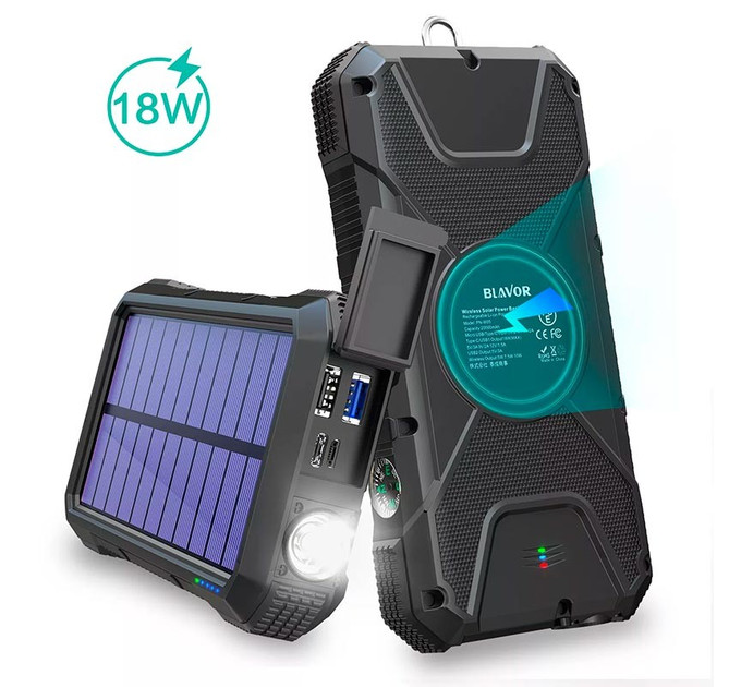 Портативне зарядне Solar power bank with LED light 20000mAh