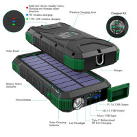 Портативное зарядное Solar power bank with LED light 20000mAh