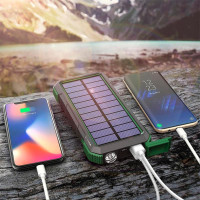 Портативное зарядное Solar power bank with LED light 20000mAh