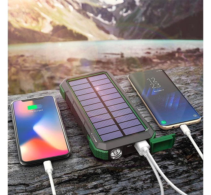 Портативне зарядне Solar power bank with LED light 20000mAh
