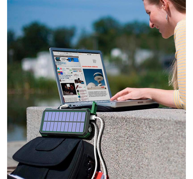 Портативне зарядне Solar power bank with LED light 20000mAh