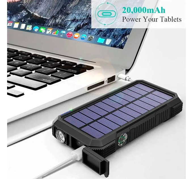 Портативне зарядне Solar power bank with LED light 20000mAh