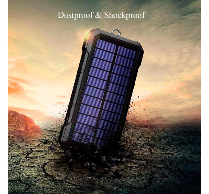 Портативне зарядне Solar power bank with LED light 20000mAh