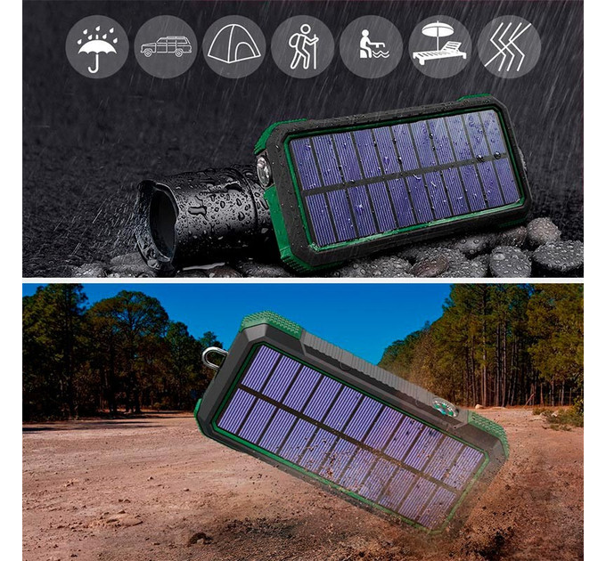 Портативне зарядне Solar power bank with LED light 20000mAh