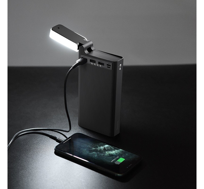 Повербанк с фонарем Hoco 30000mAh черный