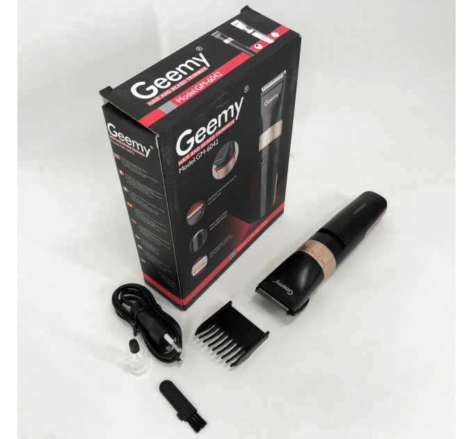 Акумуляторна машинка для стрижки волосся Gemei GM-6042, окантувальна машинка Black