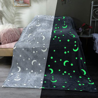 Плед, що світиться в темряві, плюшеве покривало Blanket kids Magic Star 150х100 см флісова ковдра Gray
