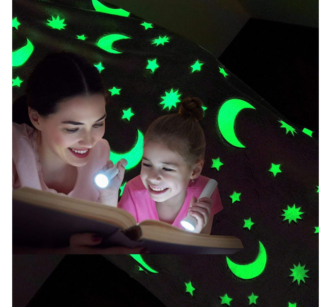 Плед, що світиться в темряві, плюшеве покривало Blanket kids Magic Star 150х100 см флісова ковдра Gray