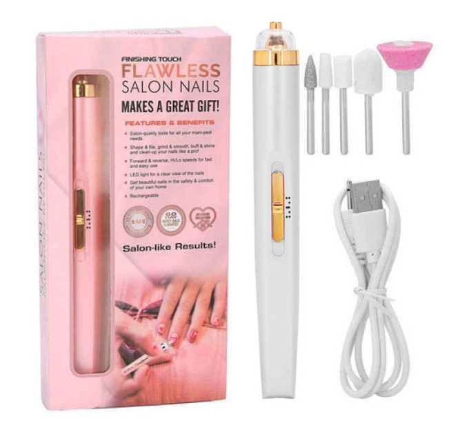 Фрезер для манікюру та педикюру Flawless Salon Nails, фрезер ручний для манікюру Pink
