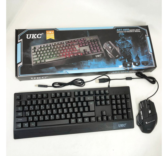 Клавіатура+мишка UKC з LED підсвічуванням від USB M-710, клавіатура ігрова з підсвічуванням та мишкою