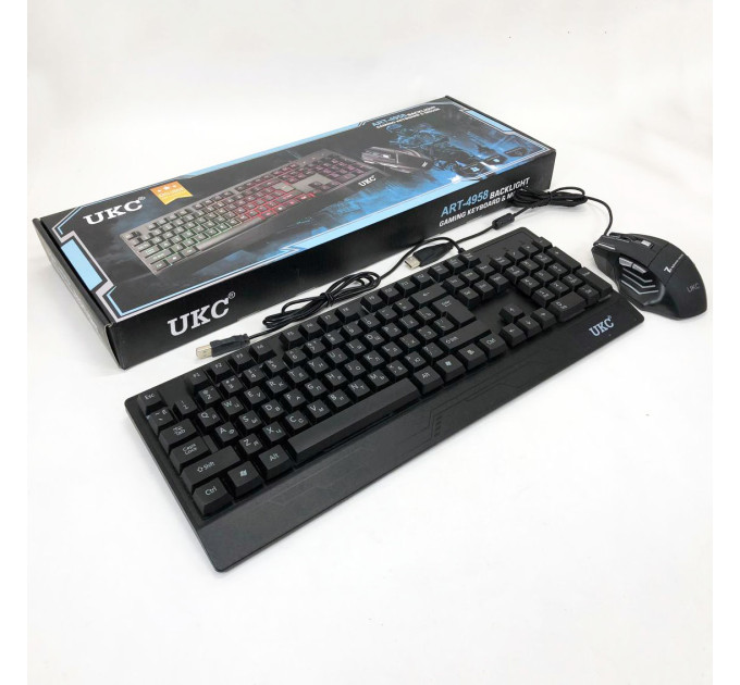 Клавіатура+мишка UKC з LED підсвічуванням від USB M-710, клавіатура ігрова з підсвічуванням та мишкою