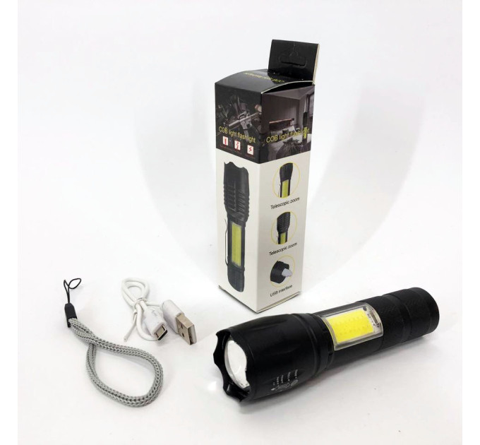 Ліхтарик акумуляторний ручний Bailong BL-29 діод T6 + COB зарядка від USB, ліхтарик led, водонепроникний