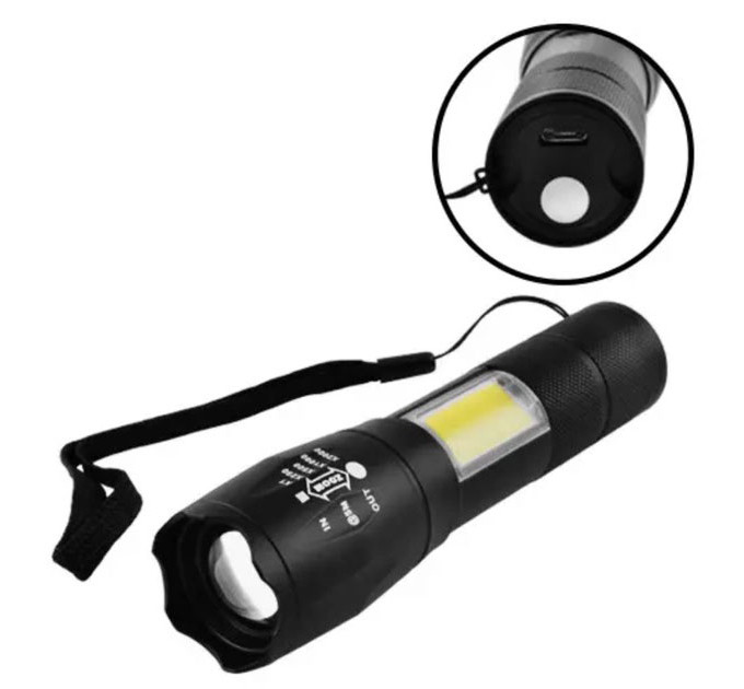 Ліхтарик акумуляторний ручний Bailong BL-29 діод T6 + COB зарядка від USB, ліхтарик led, водонепроникний