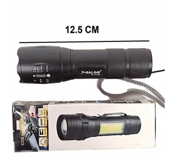 Ліхтарик акумуляторний ручний Bailong BL-29 діод T6 + COB зарядка від USB, ліхтарик led, водонепроникний