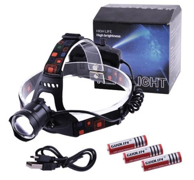 Ліхтар налобний X-Balong XQ-218-HP50 акумуляторний LED zoom з функцією Power Bank 3 режими роботи