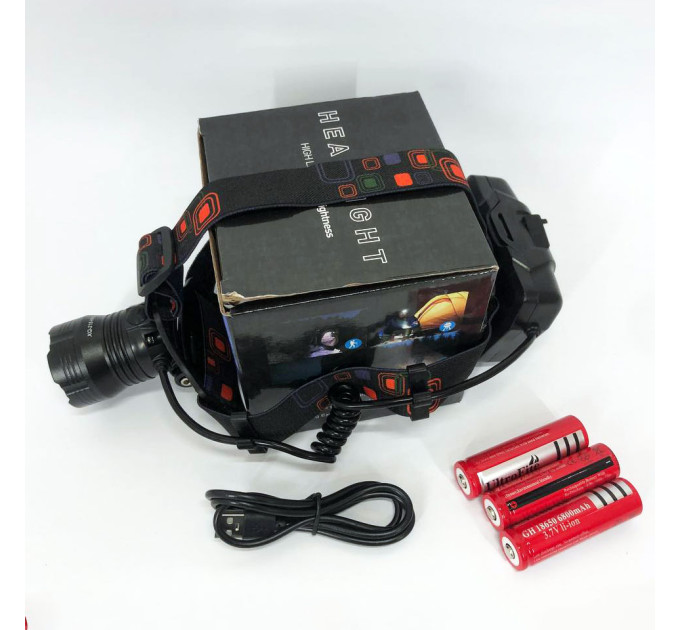 Ліхтар налобний X-Balong XQ-218-HP50 акумуляторний LED zoom з функцією Power Bank 3 режими роботи