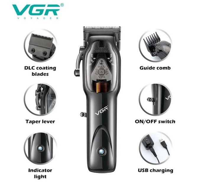 Машинка для стрижки волосся VGR Hair Clipper V-653 Voyager, бездротова електробритва, для дому